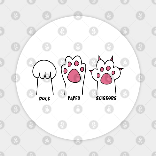 Rock Paper Scissors Hand Cute Paw Magnet by RetroPrideArts